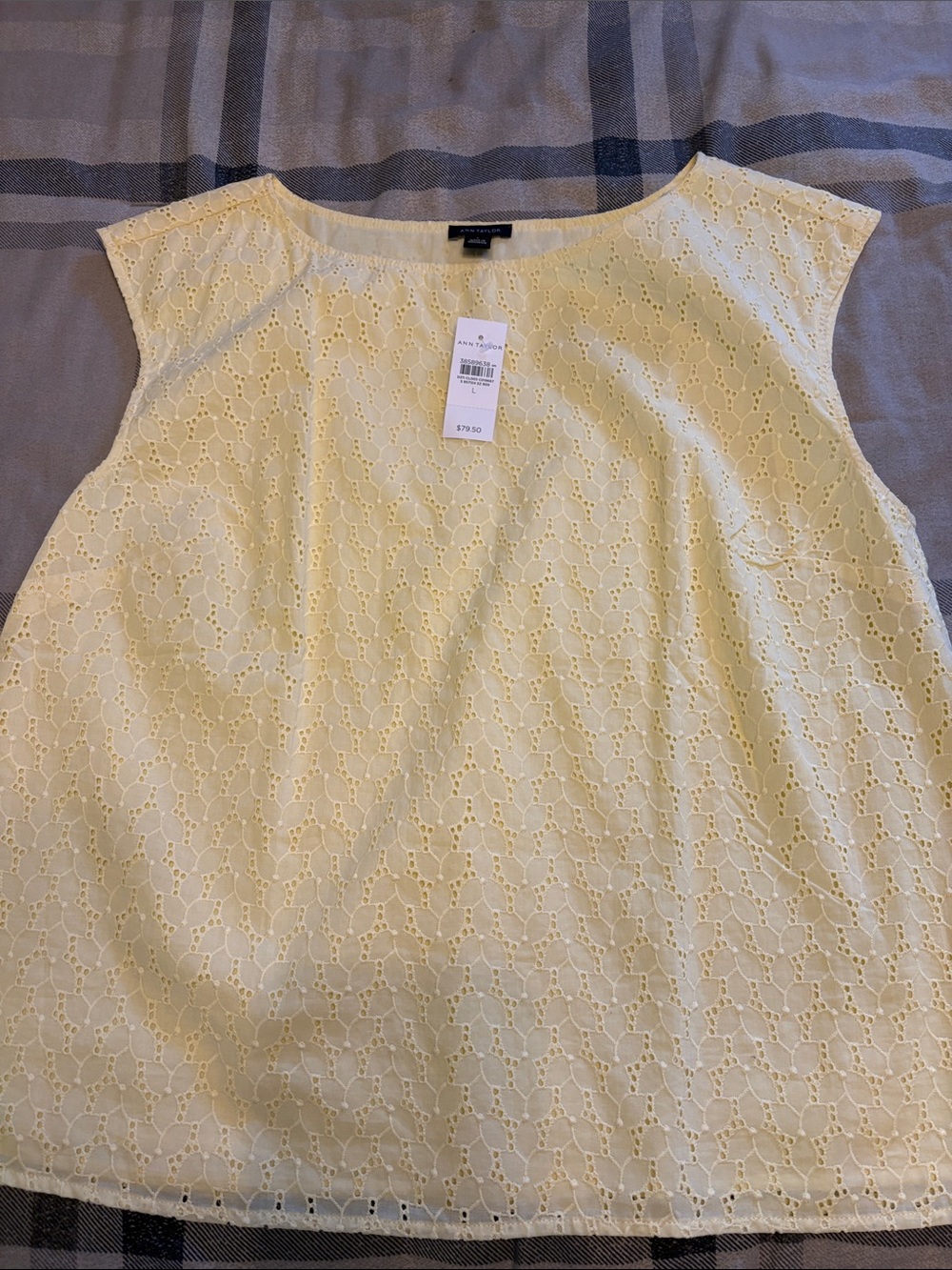 Ann Taylor Yellow Eyelet Lace Shell Top